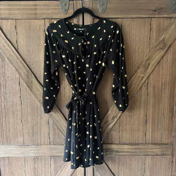 Madewell Tie-Waist Mini Dress in French Daisies Size XXS - Picture 4 of 8